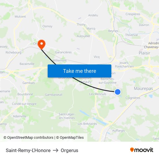 Saint-Remy-L'Honore to Orgerus map