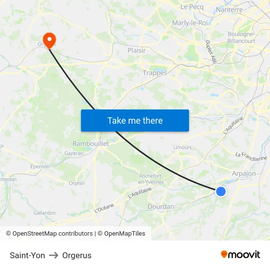 Saint-Yon to Orgerus map
