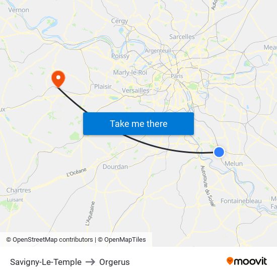Savigny-Le-Temple to Orgerus map