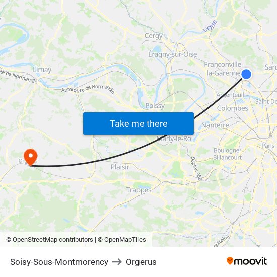Soisy-Sous-Montmorency to Orgerus map