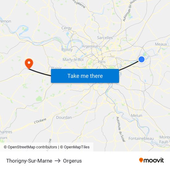 Thorigny-Sur-Marne to Orgerus map