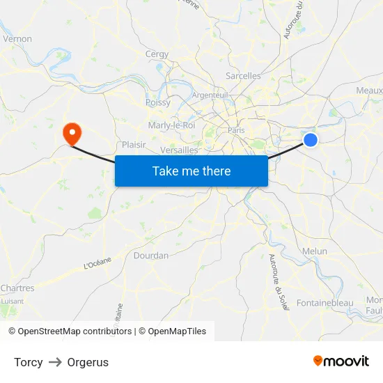 Torcy to Orgerus map