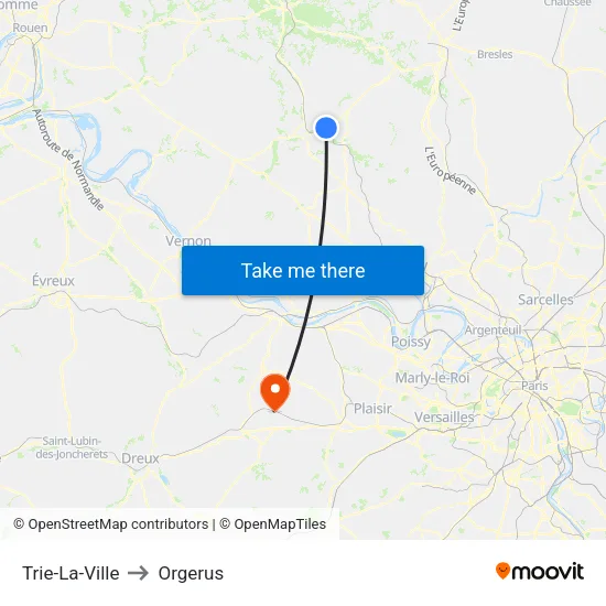 Trie-La-Ville to Orgerus map