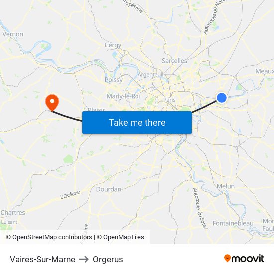 Vaires-Sur-Marne to Orgerus map