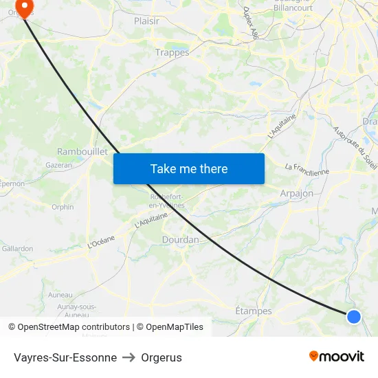 Vayres-Sur-Essonne to Orgerus map