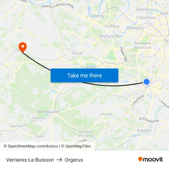 Verrieres-Le-Buisson to Orgerus map