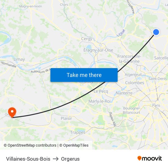 Villaines-Sous-Bois to Orgerus map