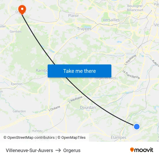 Villeneuve-Sur-Auvers to Orgerus map