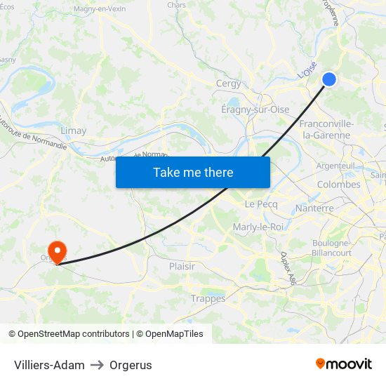 Villiers-Adam to Orgerus map