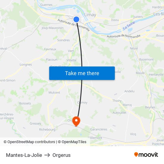 Mantes-La-Jolie to Orgerus map