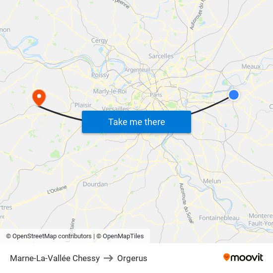 Marne-La-Vallée Chessy to Orgerus map