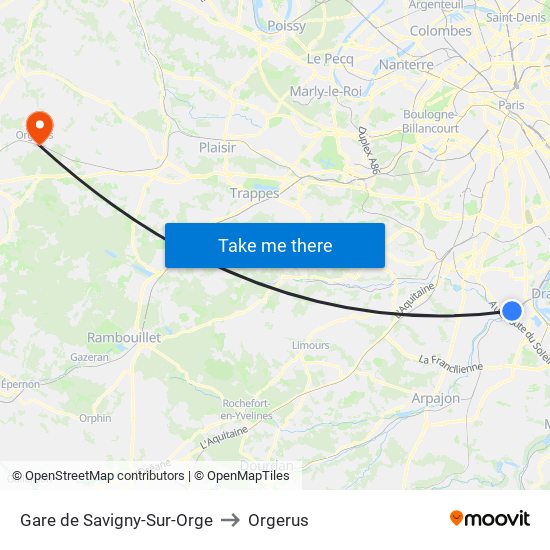 Gare de Savigny-Sur-Orge to Orgerus map