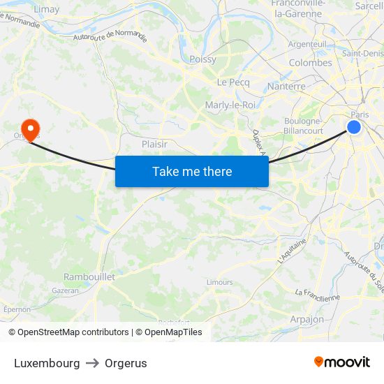 Luxembourg to Orgerus map