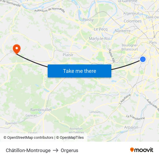 Châtillon-Montrouge to Orgerus map