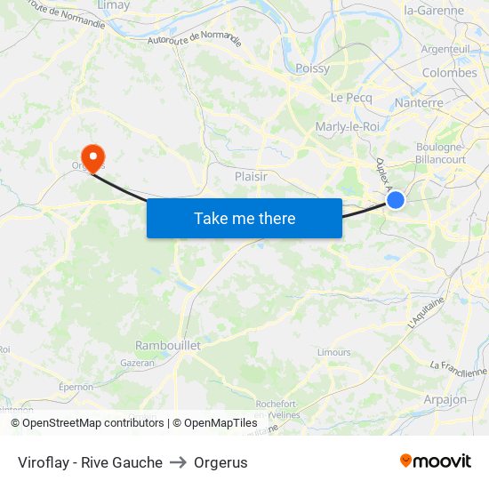 Viroflay - Rive Gauche to Orgerus map