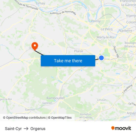 Saint-Cyr to Orgerus map