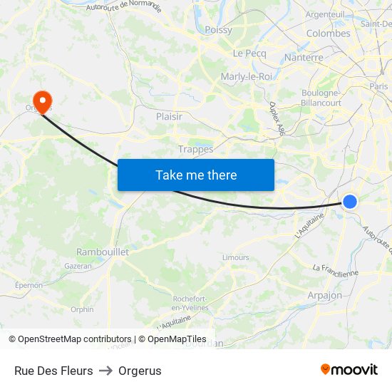Rue Des Fleurs to Orgerus map