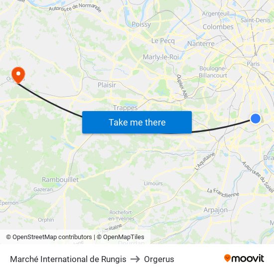 Marché International de Rungis to Orgerus map