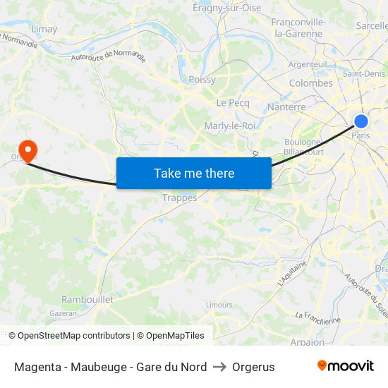 Magenta - Maubeuge - Gare du Nord to Orgerus map