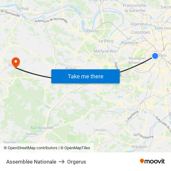 Assemblée Nationale to Orgerus map