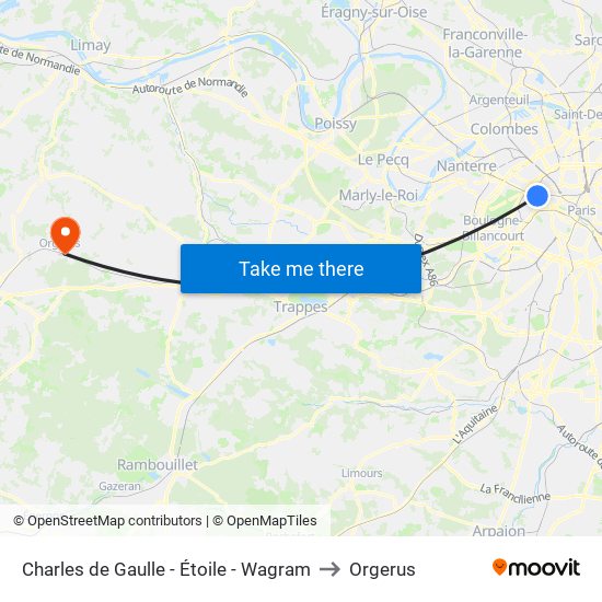 Charles de Gaulle - Étoile - Wagram to Orgerus map