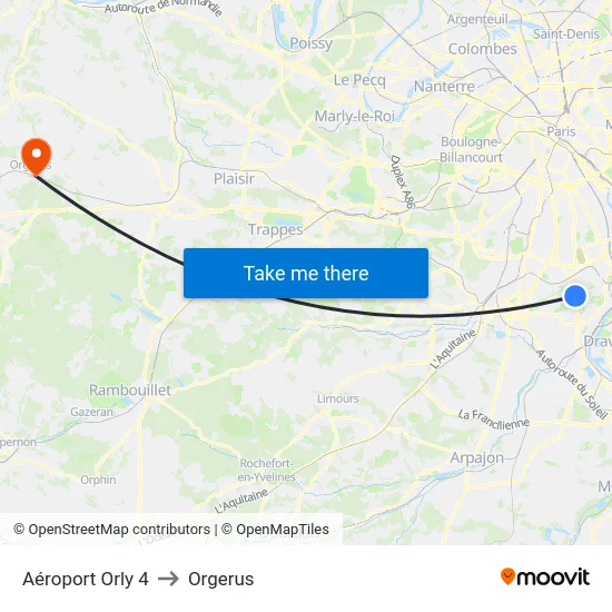 Aéroport Orly 4 to Orgerus map