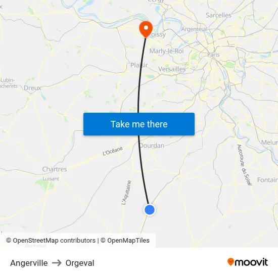 Angerville to Orgeval map