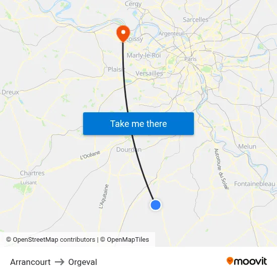 Arrancourt to Orgeval map