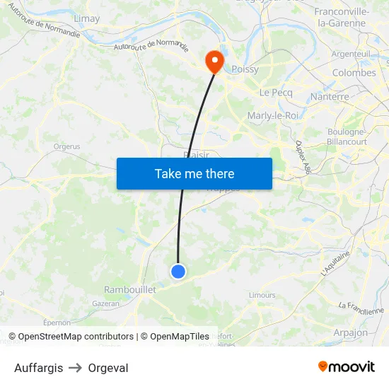 Auffargis to Orgeval map