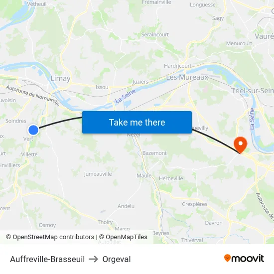 Auffreville-Brasseuil to Orgeval map