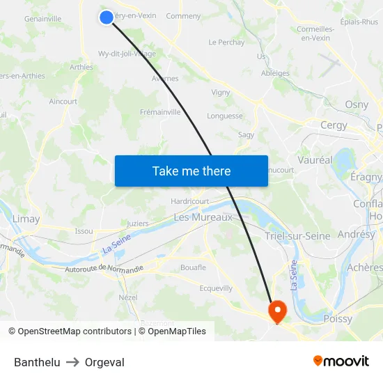 Banthelu to Orgeval map