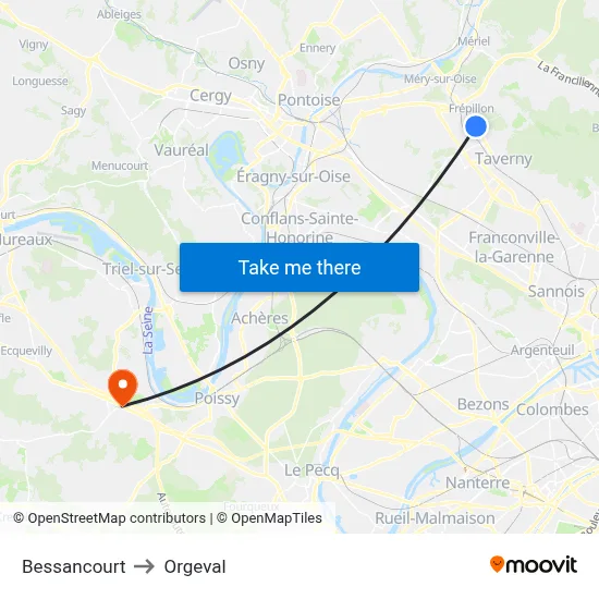 Bessancourt to Orgeval map