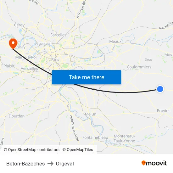 Beton-Bazoches to Orgeval map