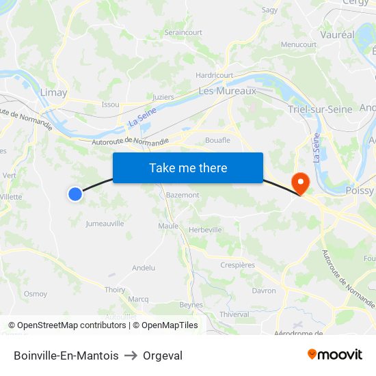 Boinville-En-Mantois to Orgeval map