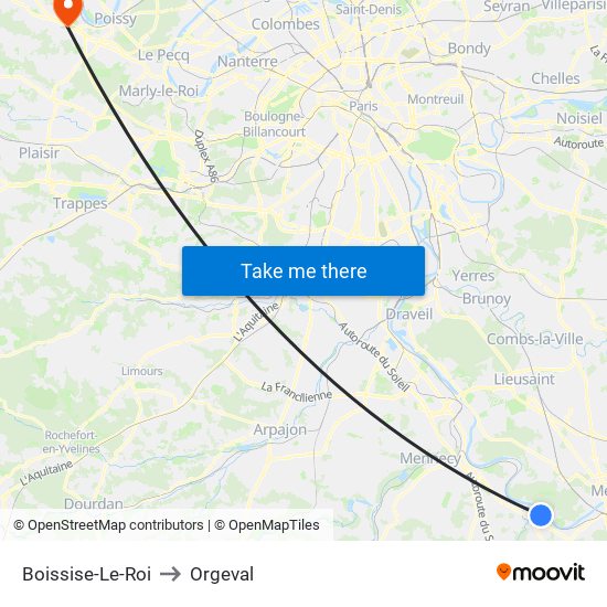 Boissise-Le-Roi to Orgeval map