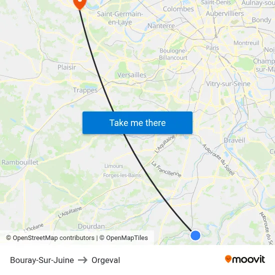 Bouray-Sur-Juine to Orgeval map