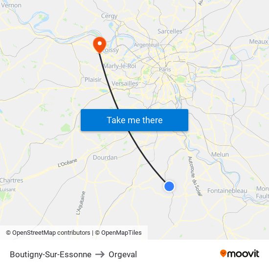 Boutigny-Sur-Essonne to Orgeval map