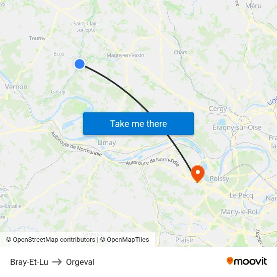 Bray-Et-Lu to Orgeval map