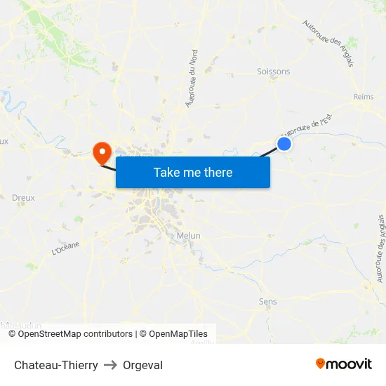 Chateau-Thierry to Orgeval map