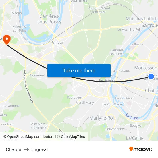 Chatou to Orgeval map