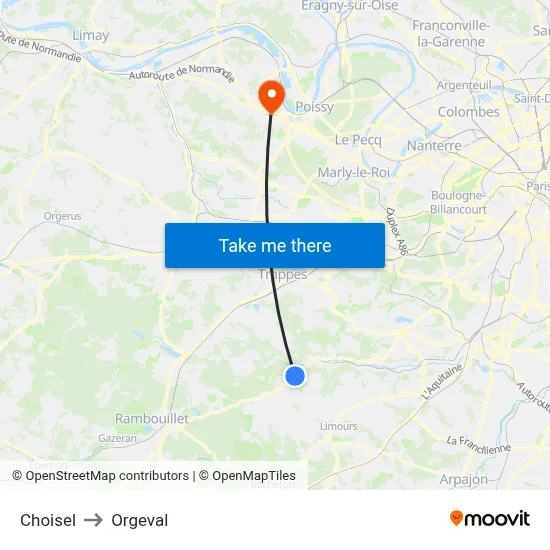 Choisel to Orgeval map