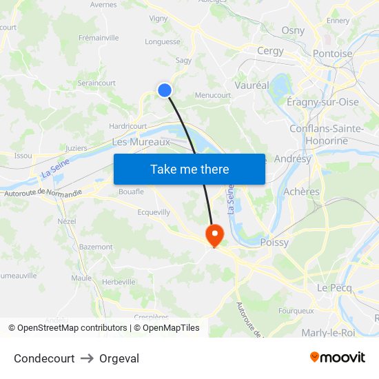 Condecourt to Orgeval map