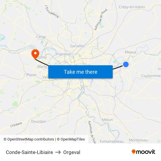Conde-Sainte-Libiaire to Orgeval map