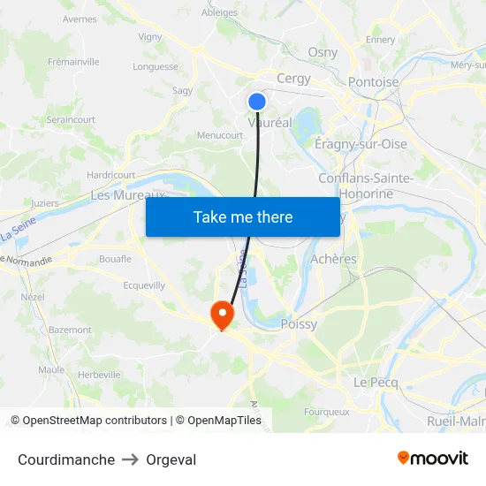 Courdimanche to Orgeval map