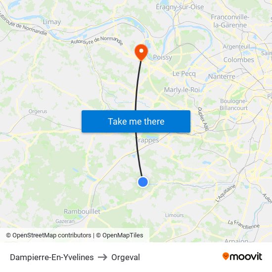 Dampierre-En-Yvelines to Orgeval map