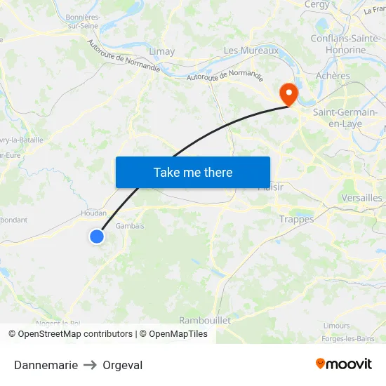 Dannemarie to Orgeval map
