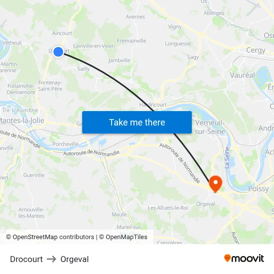 Drocourt to Orgeval map