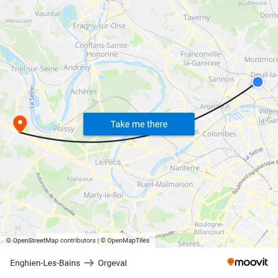 Enghien-Les-Bains to Orgeval map
