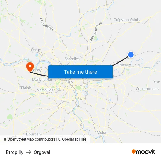 Etrepilly to Orgeval map