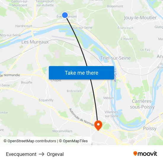 Evecquemont to Orgeval map